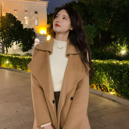 【百图lulu定制】【铂金大衣】优雅翻领 手工 100%羊毛 中长款 双面呢 商品图9