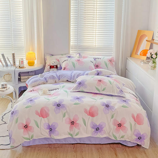 【四季通用】新款磨毛亲肤斜纹印花磨毛四件套简约风 舒适睡眠 床上用品四件套 商品图7