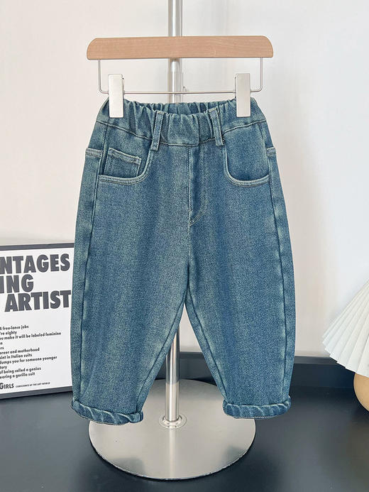 【高弹牛仔拥抱自由！呵护宝贝成长】冬季新款童裤儿童韩版百搭，卡通印花牛仔裤男童秋冬，加绒保暖 抵御寒冷；舒适自由 尽显个性 hh 商品图1