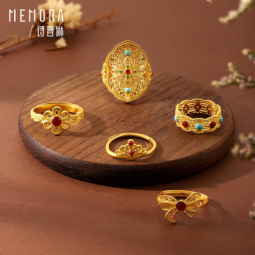 古法花丝黄金戒指女足金戒指新款送妈妈【按克计价黄金1】MEMORA诗普琳GRE02801（线上专供） 商品图1