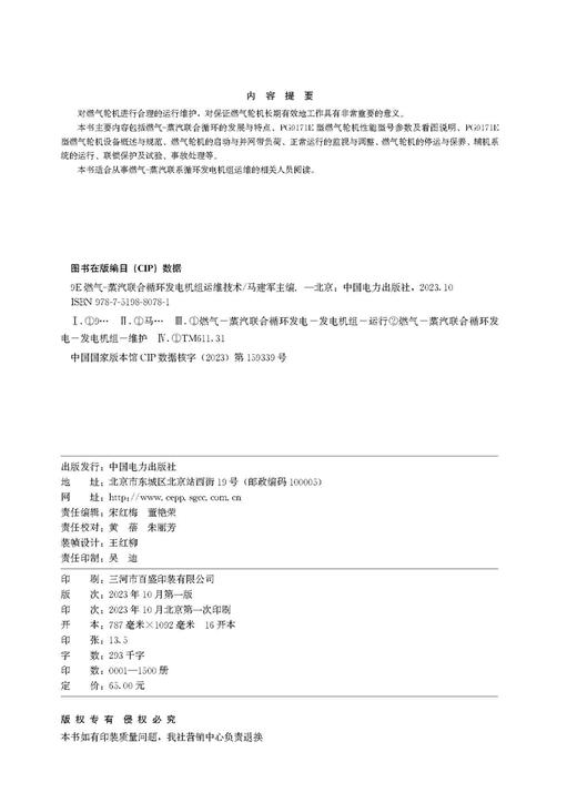 9E燃气-蒸汽联合循环发电机组运维技术 商品图3