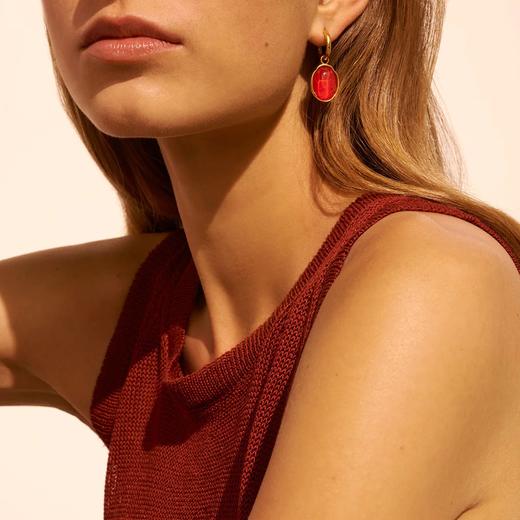 北京仓｜Goossens Paris-新春Look-Cabochons 石榴红色 耳环（不对称）［法国设计师］ 商品图0