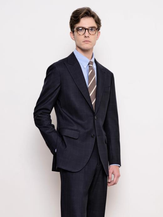 IL CERVO Super 120's 澳洲美丽诺羊毛灰色格纹全麻衬套装 商品图0