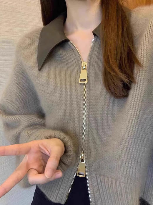 皮翻领开衫 商品图5