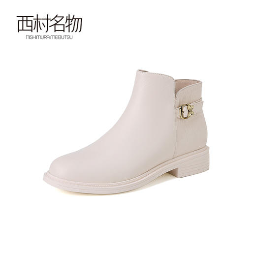 西村名物2023秋冬季新款裸靴平底切尔西女靴增高平稳短靴T23DS45971 商品图1