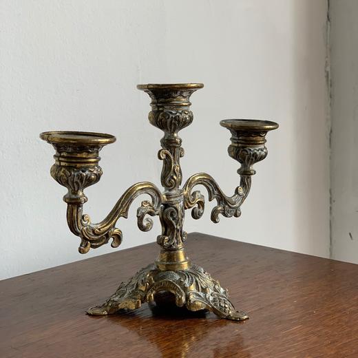 意大利古董纯铜雕花三头烛台AU290 商品图1