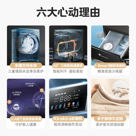 小天鹅 TG100V87MIY+TH100VH87WY 水魔方洗烘套装 10KG滚筒洗衣机全自动+热泵烘干机 商品图1