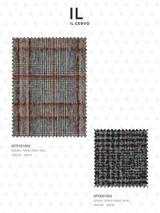 IL CERVO 羊毛马海毛混织深灰色格纹全麻衬单西 商品图3