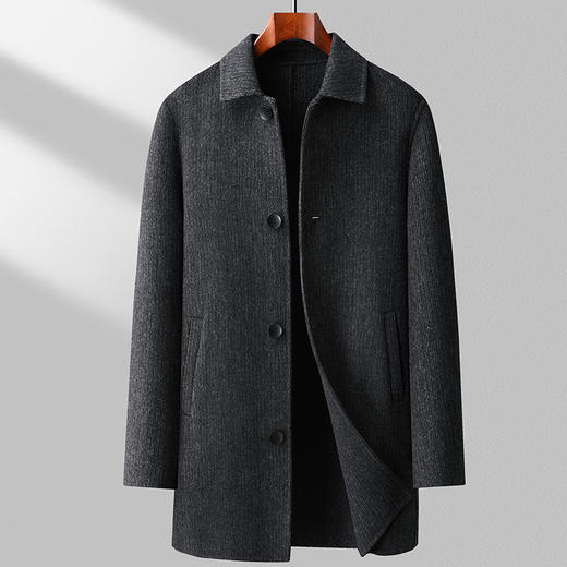【70%绵羊毛】【新款DAB】大依优型大码男装羊毛呢双面呢大衣大衣外套手工呢子中长款胖子休闲男士 商品图3