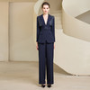 IWY/藏青色西装微喇直筒裤套装女休闲正装演讲主持人职业装233035C1+P6 商品缩略图0
