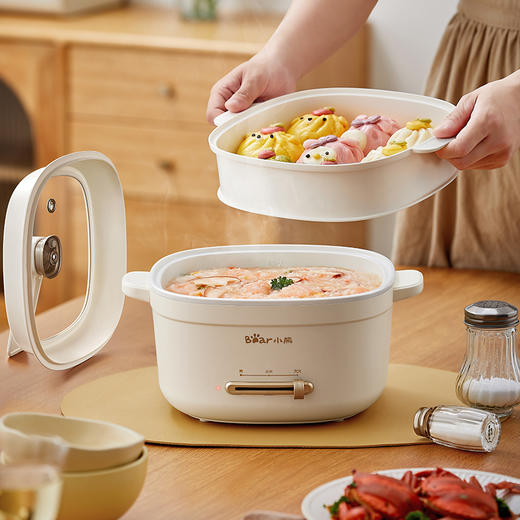 【小程序】小熊(Bear)电煮锅 泡面火锅宿舍小电锅 多功能多用途电热锅 3L蒸煮一体蒸屉蒸笼电蒸锅 DRG-E30U8 商品图3