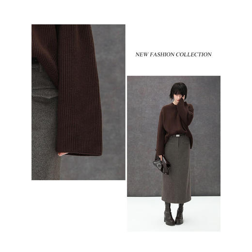 COCOBELLA美拉德穿搭粗针毛衣女软糯舒适圆领加厚针织衫MZ201 商品图2