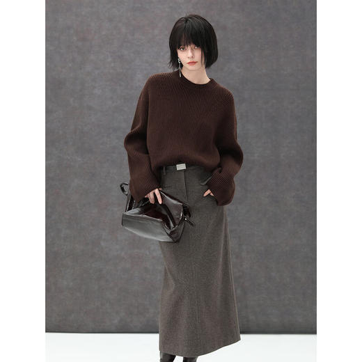 COCOBELLA美拉德穿搭粗针毛衣女软糯舒适圆领加厚针织衫MZ201 商品图3