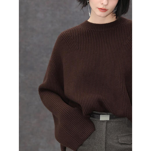 COCOBELLA美拉德穿搭粗针毛衣女软糯舒适圆领加厚针织衫MZ201 商品图1