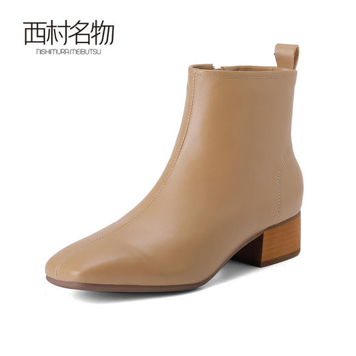 西村名物2023年秋冬季新款真皮软皮低跟百搭靴子切尔西靴T23DS45841 商品图2