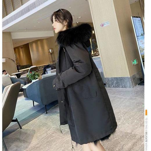 【2023新款】仿狐狸毛加厚仿皮草外套过膝款派克服大衣女中长款冬季棉服 djmf12 商品图3