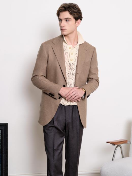 IL CERVO Super 120's 澳洲美丽诺羊毛驼色法兰绒全麻衬套装 商品图3
