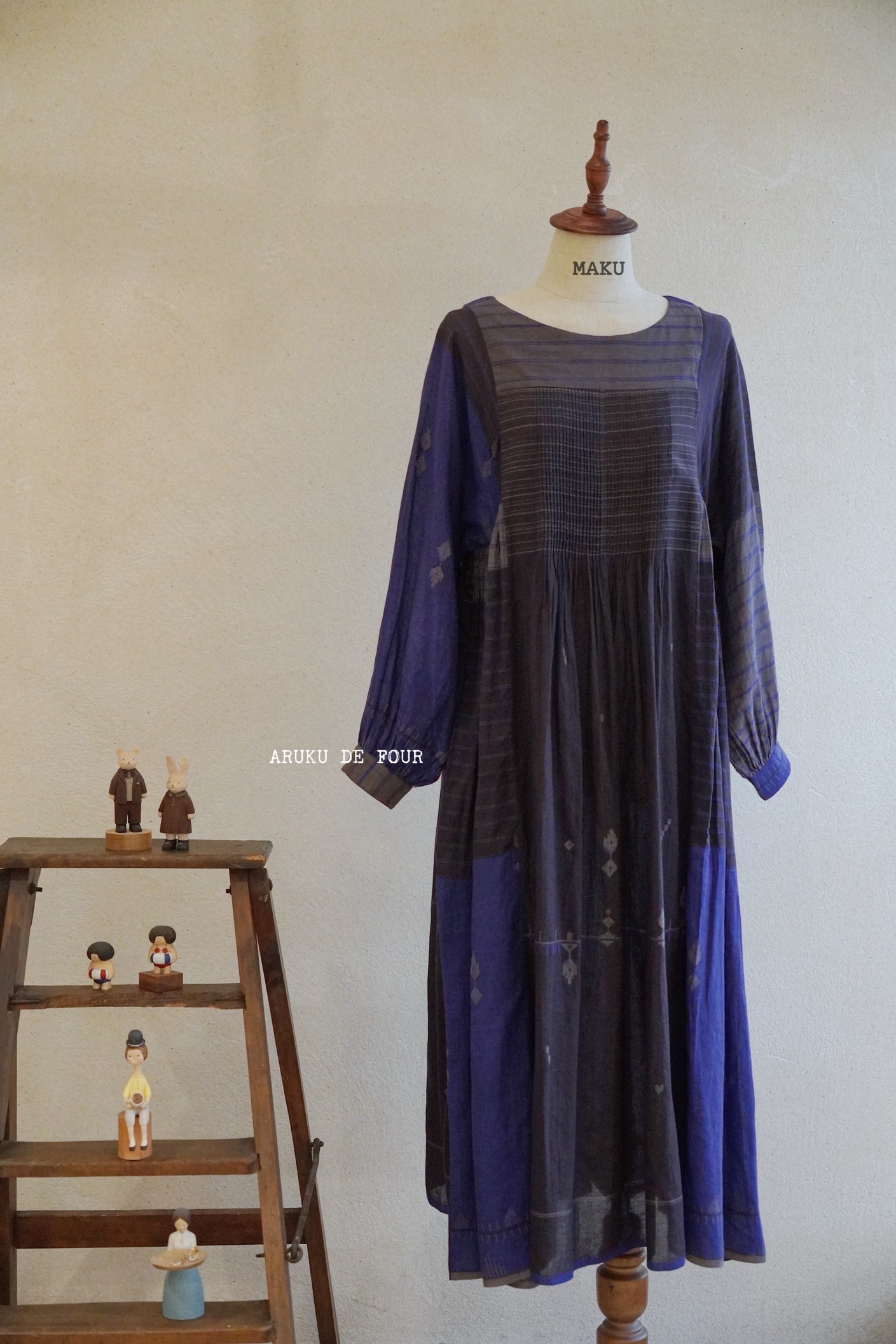 MAKU印花蓝染连衣裙