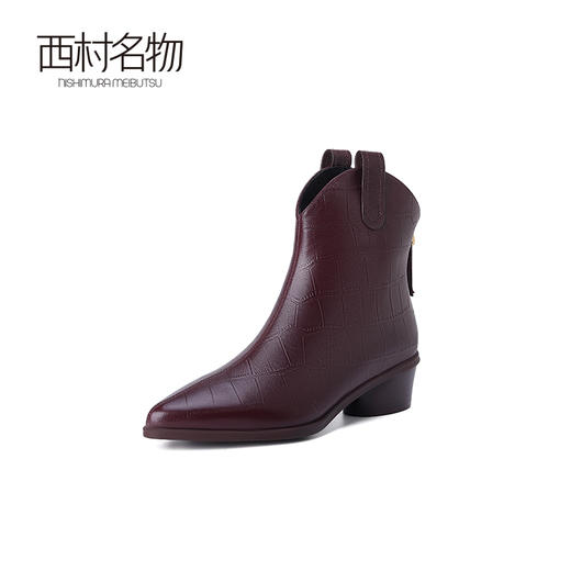 西村名物2023秋冬季新款复古百搭尖头真皮短靴切尔西靴T23DS45881 商品图2