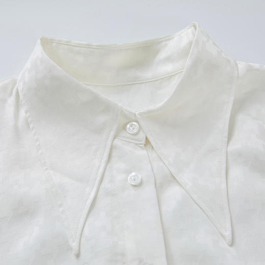 谜底宽松落肩衬衫女2023夏季新款时尚前短后长亲肤衬衣235MC6092 商品图3