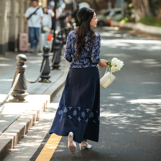 【林栖设计小店】【现货】棉衬衣半身裙蓝印花布传统2023秋冬新品上衣裙子女1933184-上衣1933185 商品图3