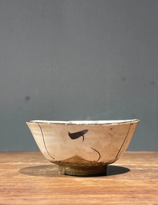 磁州窑白釉黑彩茶碗，顺丰包邮 商品图1