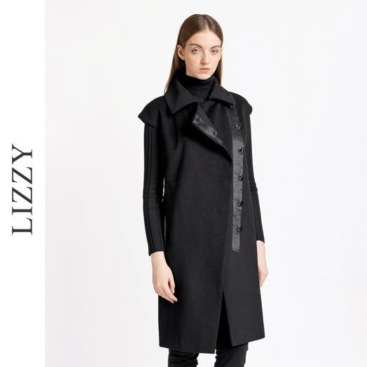 LIZZY2023秋季翻领斜门襟设计感短袖风衣式中长款连衣裙5098 商品图2