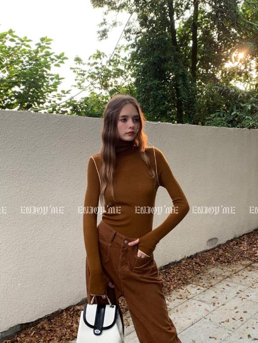 冬季派对复兴-撞色高领针织上衣 155108041 商品图5