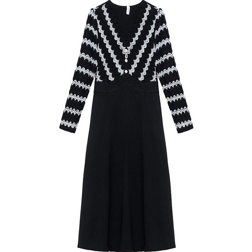 假两件高腰裙针织毛线拼结长款A字裙时尚连衣裙QYM-KED-63156-Y 商品图4