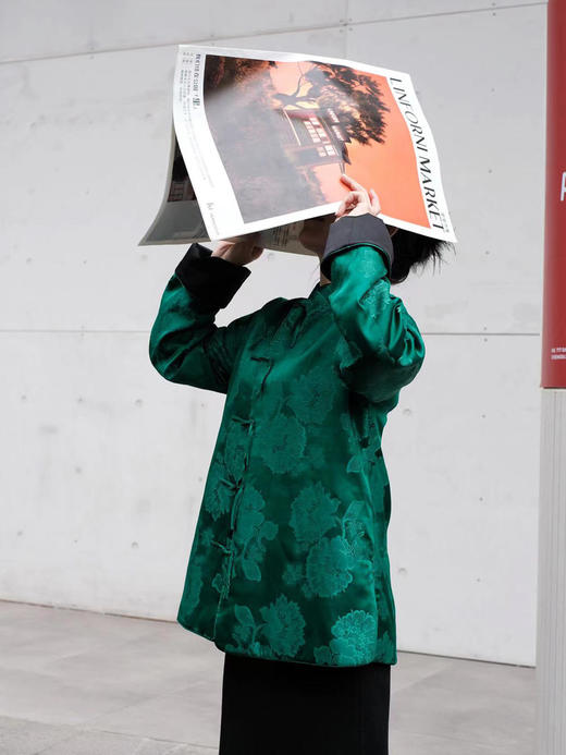 微瑕秒杀| 盛唐牡丹 |祖母绿石榴花对襟外套正反两穿 (不夹棉）[特价品](特殊商品不退不换) 商品图7