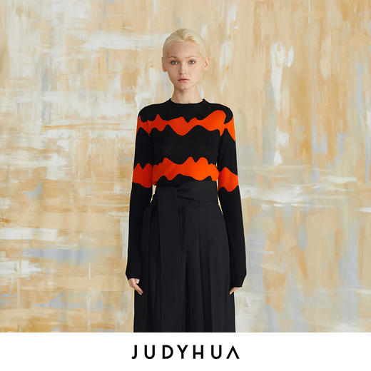 JUDYHUA 波纹嵌花针织上衣 商品图0
