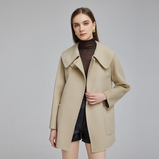 NH943斯尔丽23冬上新高级感小个子可爱翻领减龄时尚双面呢大衣 商品图0