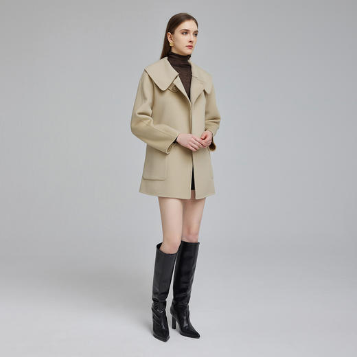 NH943斯尔丽23冬上新高级感小个子可爱翻领减龄时尚双面呢大衣 商品图3