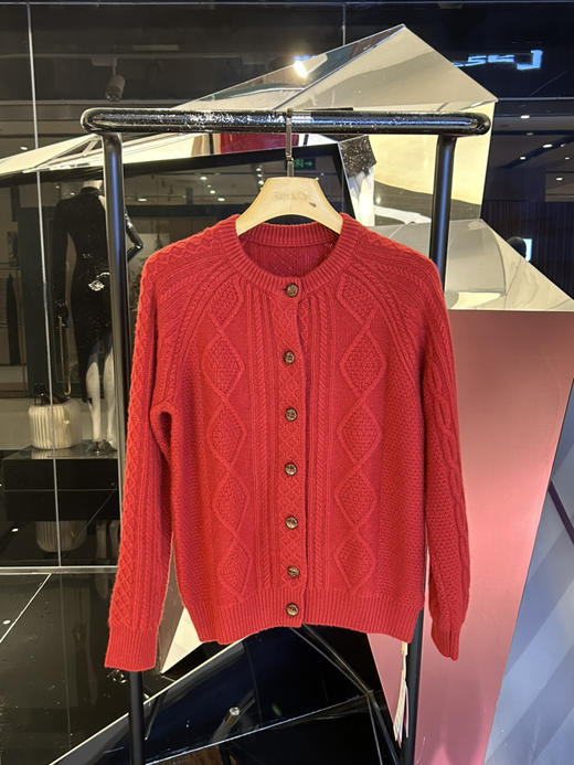 女士圆领加厚组织羊绒开衫 商品图1