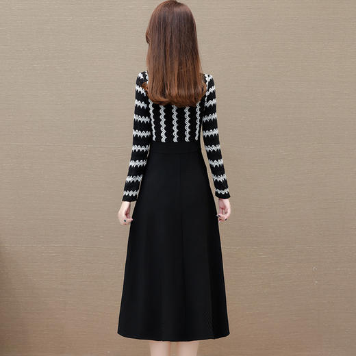 假两件高腰裙针织毛线拼结长款A字裙时尚连衣裙QYM-KED-63156-Y 商品图2