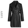 LIZZY优季帅气光泽感面料双层领收腰配腰带时尚OL长袖风衣外套女4522 商品缩略图4