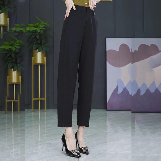 HSS 2708休闲西装裤高腰宽松百搭显瘦哈伦烟管裤 商品图1