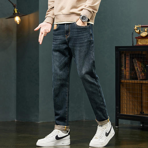 【圈】毛巾底【新款DQ】大依优型大码男装牛仔裤加肥加大号肥佬宽松大号休闲潮款长裤 商品图1