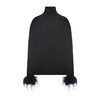 黑色高领可拆式鸵鸟毛袖口修身羊毛针织衣 商品缩略图0