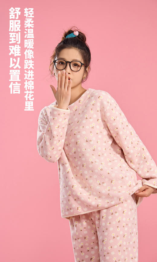 老米优品/ 云朵般软绵绵《少女感波点/卡通 绒绒家居套装》亲肤柔软，温暖舒适~~ TZ231109A 商品图3