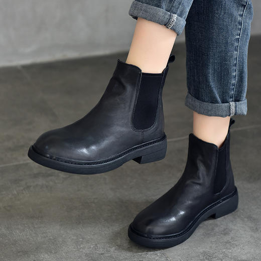 TN T86330-05高品质牛皮短靴真皮切尔西靴复古 商品图1