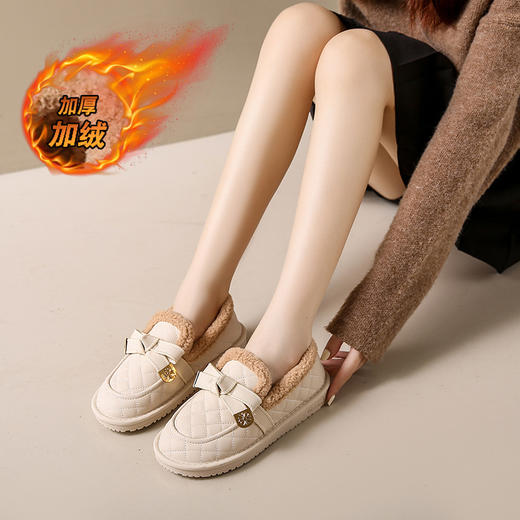 冬季加绒【小香风面包鞋】女网红豆豆鞋 保暖加厚 毛毛棉鞋  乐福鞋 商品图0