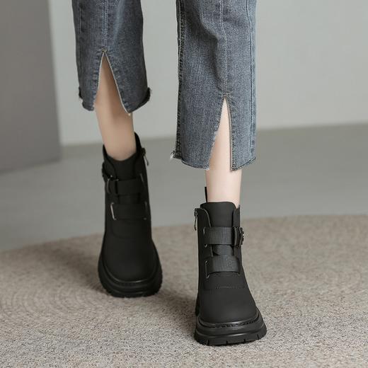 ZHR加绒马丁靴女英伦风厚底短靴女2023新款马丁靴秋冬款百搭女靴 商品图1