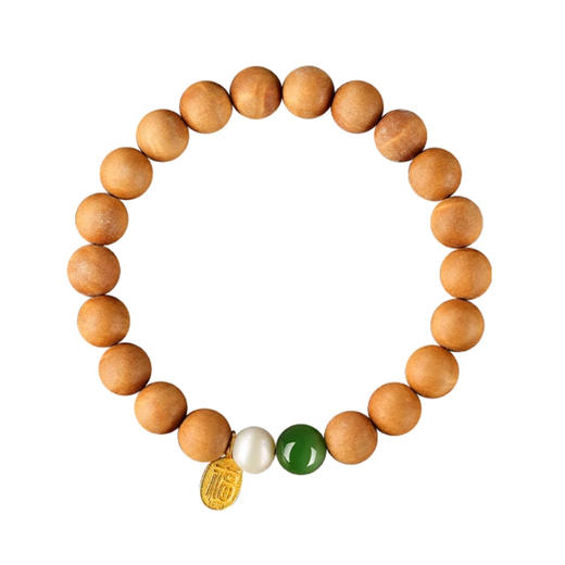 精工泰山天然百年桃木王珍珠和田玉8mm文玩手链 商品图2