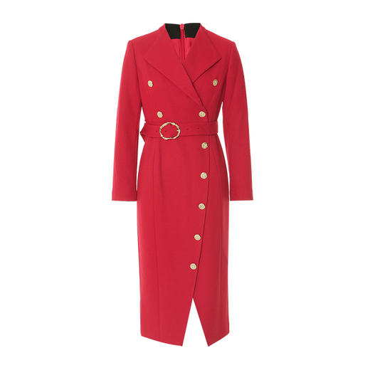 EITIE爱特爱冬季新款时尚修身经典翻领裙摆开叉显高连衣裙7207918 商品图5