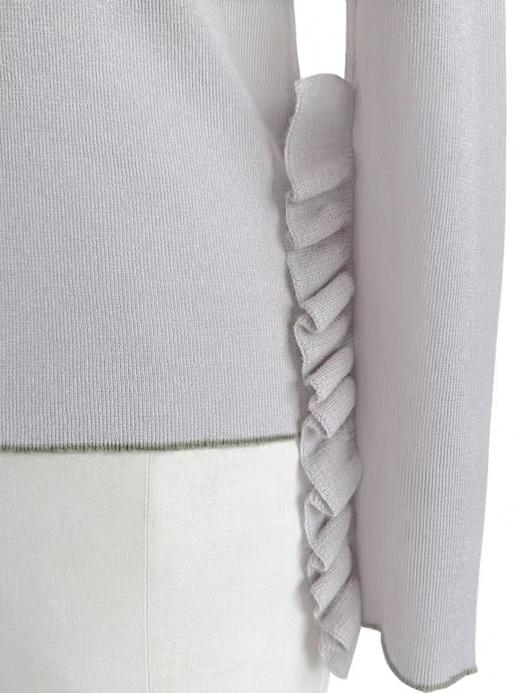TYNVIE 荷叶边装饰袖口套头针织衫-灰色 商品图3