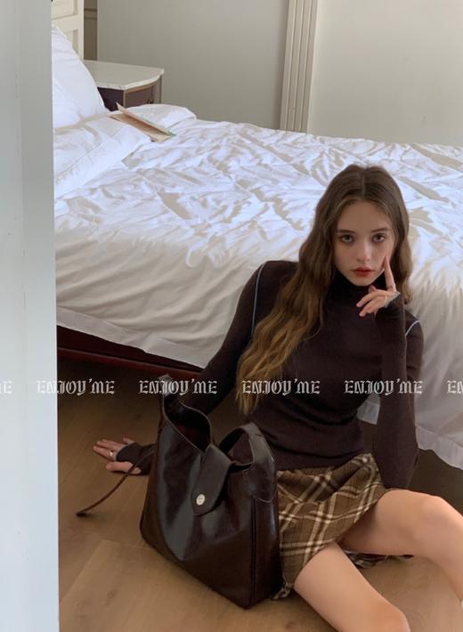 冬季派对复兴-撞色高领针织上衣 155108041 商品图1