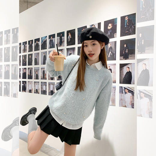 【179元任选2件】最后一波现货！【时髦感up】2色钻石点缀毛衣 商品图1