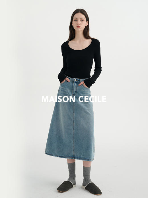 MAISON CECILE三色真丝羊毛椭圆领修身万能内搭打底衫 商品图2