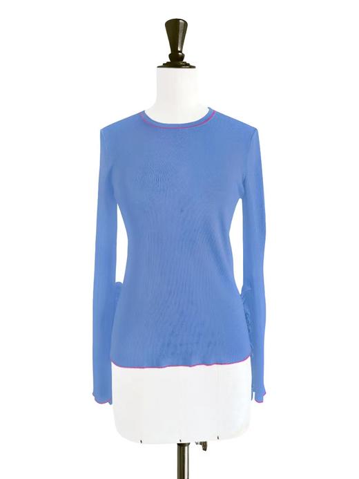 TYNVIE 荷叶边装饰袖口套头针织衫-蓝色 商品图1